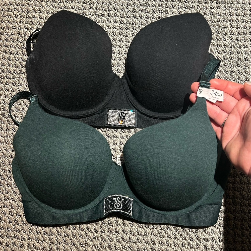 Victoria's Secret The T-Shirt Shine Patch Full Coverage Push Up Bra x2 Size 34DD
